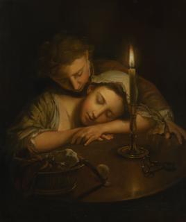 Philippe Mercier - Two Lovers By Candlelight