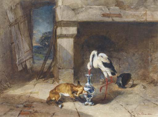 Philippe Rousseau - Le Renard Et la Cigogne de Jean de la Fontaine