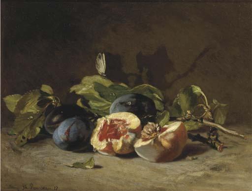 Philippe Rousseau - Prunes and a peach