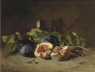 Philippe Rousseau - Prunes and a peach