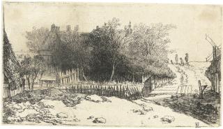 Philips Koninck - Landscape With A White Fence (Bartsch 242; Hollstein 3; Hind 333; Bjorklund & Barnard Rej. 31)