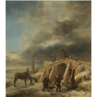 Philips Wouwerman - A Winter Landscape, With Figures By A Bridge Over A Frozen Stream