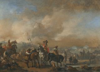 Philips Wouwerman - Cavalry On The Move, A Fortification Under Siege Beyond
