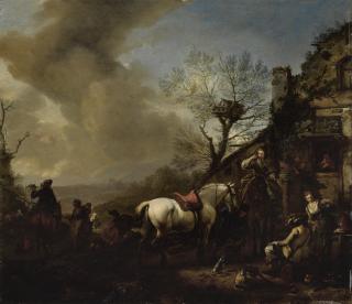 Philips Wouwerman - Hunters Resting At A Country Inn