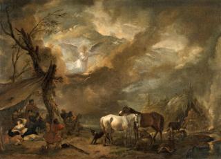 Philips Wouwerman - Landschaft mit der Verkündigung an die Hirten