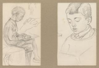 Phoebe Anna Traquair HRSA - Miscellaneous figure studies on paper, some bear subject, initials and date, some mounted in twos (10)