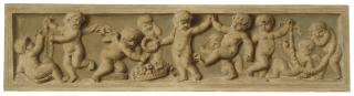 Piat-Joseph Sauvage - A trompe l’oeil bas-relief of putti with a basket and garlands of flowers