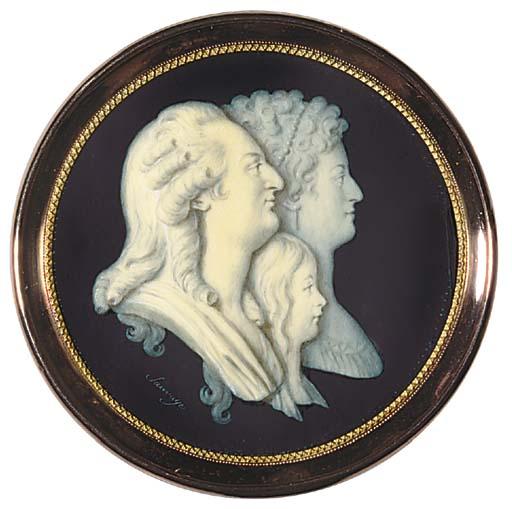 Piat Joseph Sauvage - The jugate profiles of King Louis XVI, Queen Marie-Antoinette and the Dauphin
