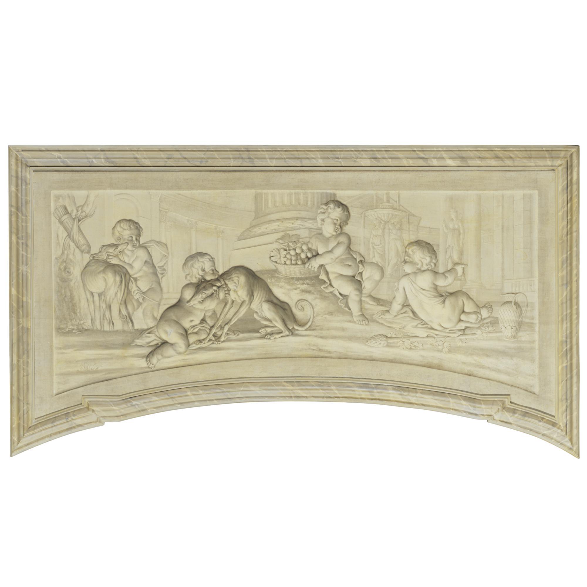 Piat Joseph Sauvage - Two Putti Playing With Dogs And Two Putti Reclining