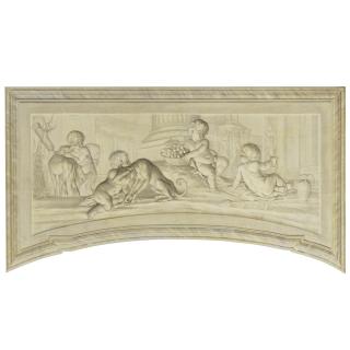 Piat Joseph Sauvage - Two Putti Playing With Dogs And Two Putti Reclining