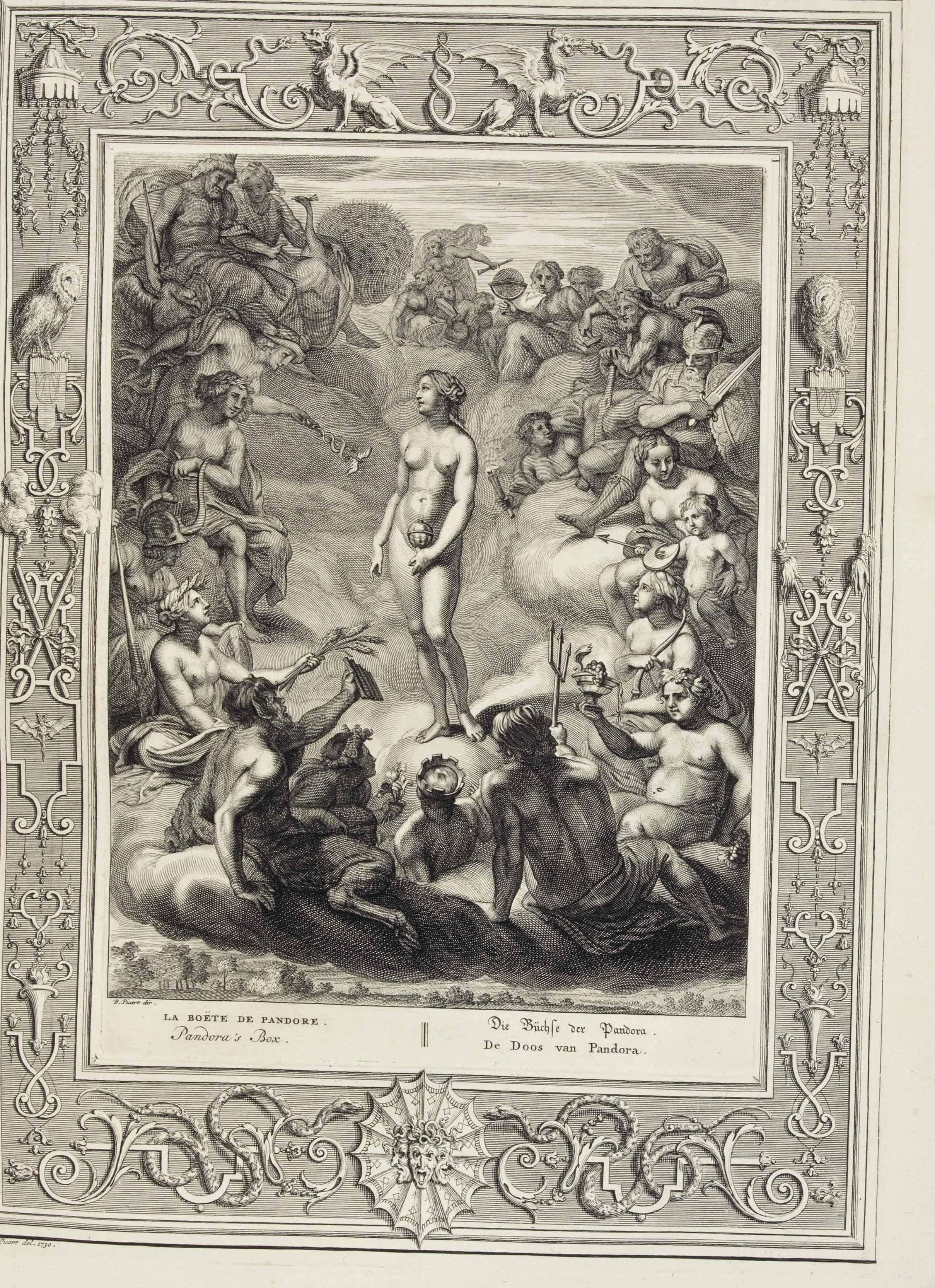 Picart, Bernard - Tafereel, Of Beschryving van den prachtigen temple den Zang-Godinnen. Amsterdam: Zacharias Chatelain, 1733.