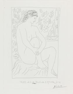 Picasso, Pablo - Femme nue assise devant un Rideau, from La Suite Vollard (B. 137; Ba. 202)