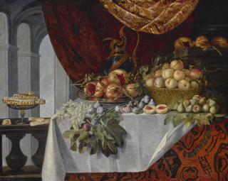 Pier Francesco Cittadini - Still Life Of Fruit On A Table With An Architectural Setting Beyond