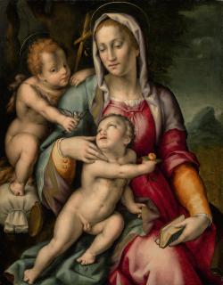 Pier Francesco Di Jacopo Foschi - The Madonna And Child And The Infant Saint John The Baptist
