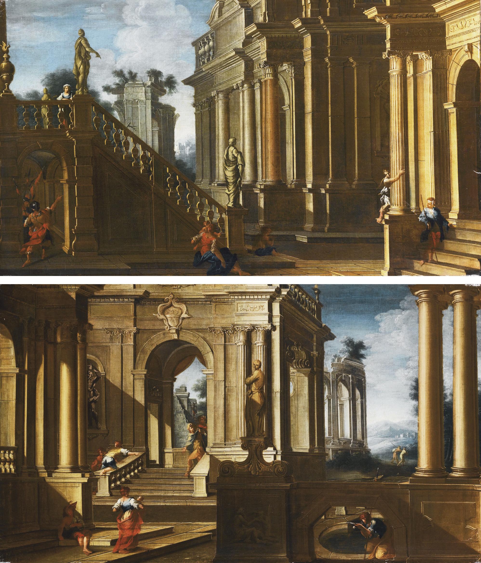 Pier Francesco Garoli - Prospettiva architettonica con figure