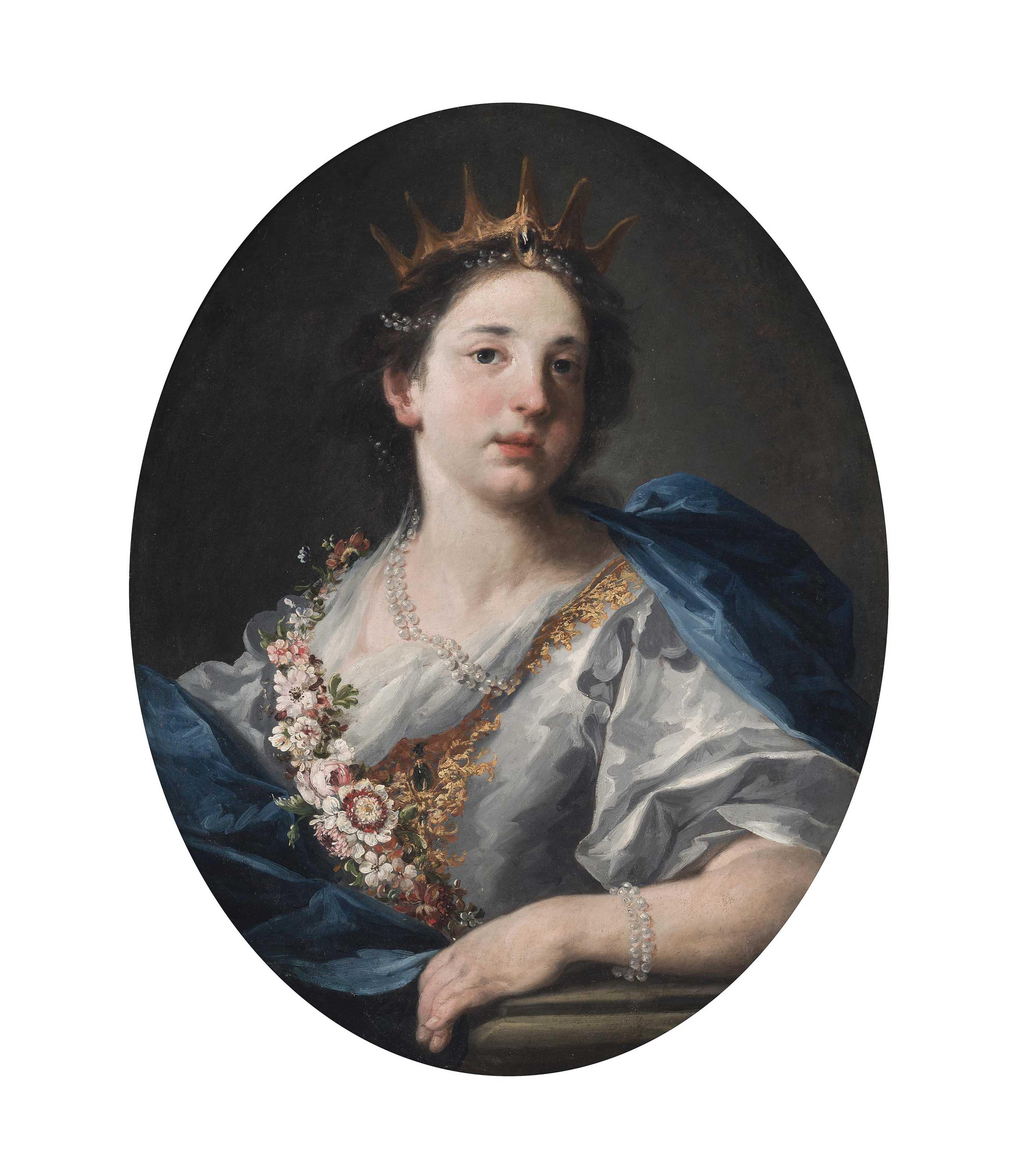 Pier Francesco Guala - A lady, bust-length, with a crown and a garland of flowers