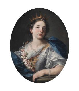 Pier Francesco Guala - A lady, bust-length, with a crown and a garland of flowers