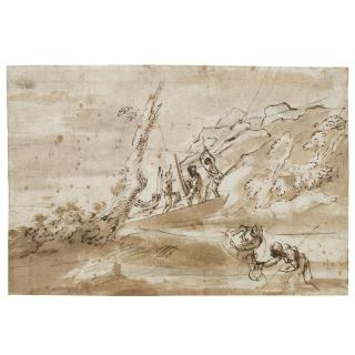 Pier Francesco Mola - A Landscape With Fishermen