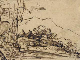 Pier Francesco Mola - A Mountainous Landscape With Herdsmen And Their Flock On A Path