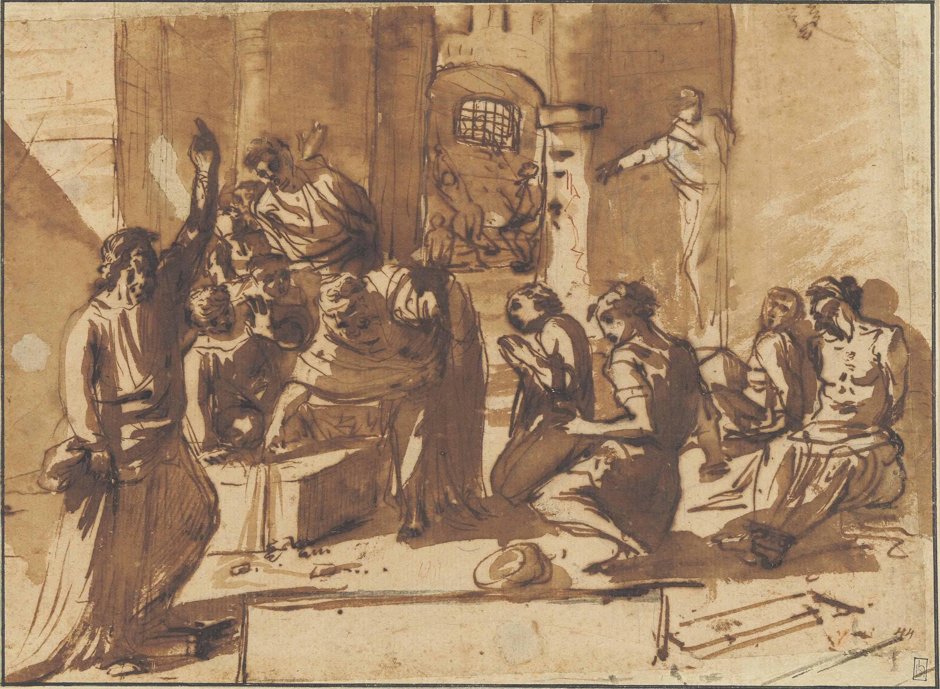 Pier Francesco Mola - Saint Peter in prison baptizing Saints Processus and Martinian