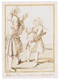 Pier Leone Ghezzi - Caricatures Of Ferdinando Caracciolo Di Santobono And Filippo Gai