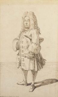 Pier Leone Ghezzi - Un homme tourné vers la gauche, son tricorne sous le bras