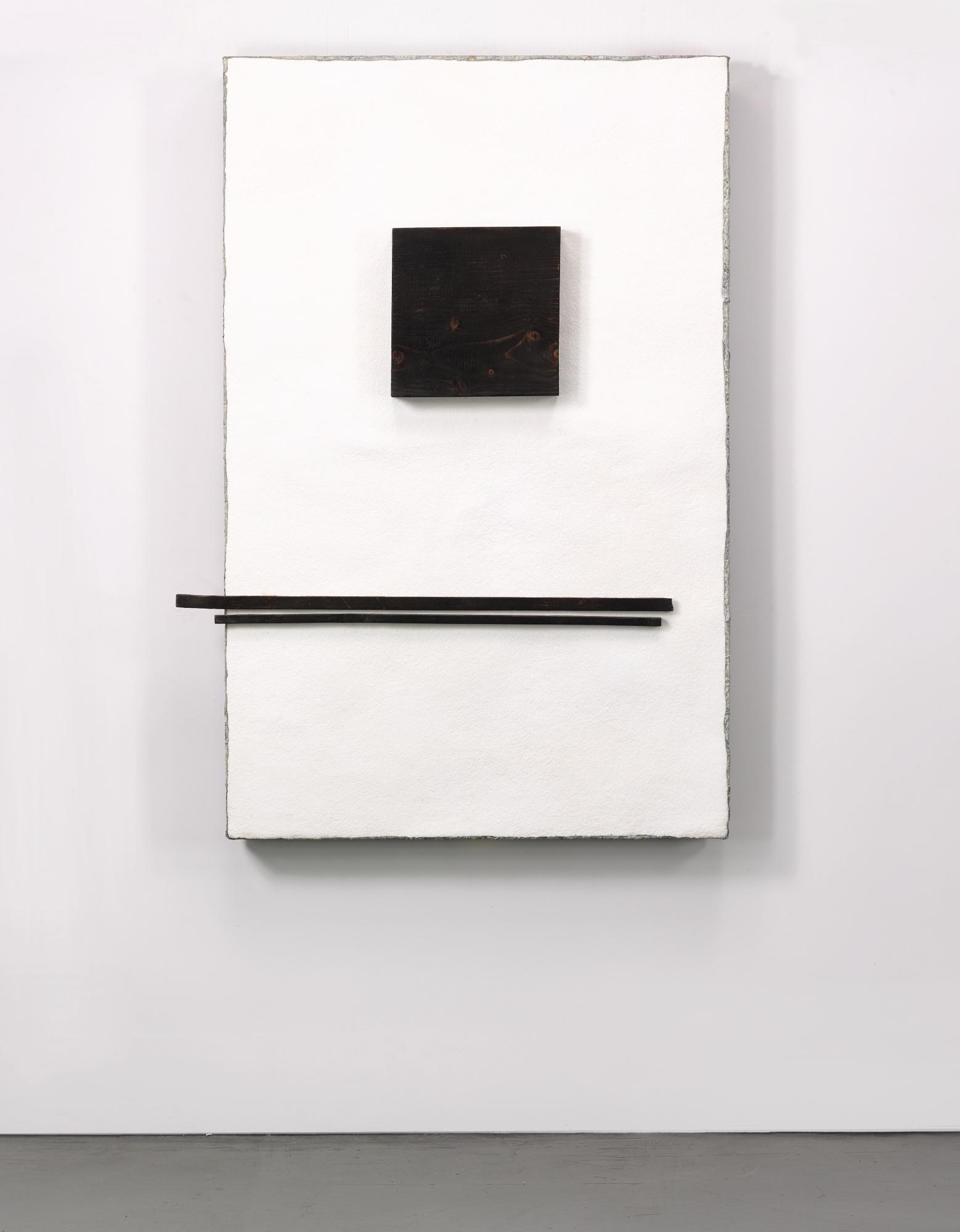 Pier Paolo Calzolari - Senza Titolo, Isalt, Lead, Fiberglass And Burned Wood On Board.