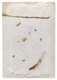 Pier Paolo Calzolari - Senza Titolosigned And Dated 68, Salt, Tobacco, Cigarettes And Coins On Paper. This Work Is Accompanied By A Photograph Signed By The Artist.