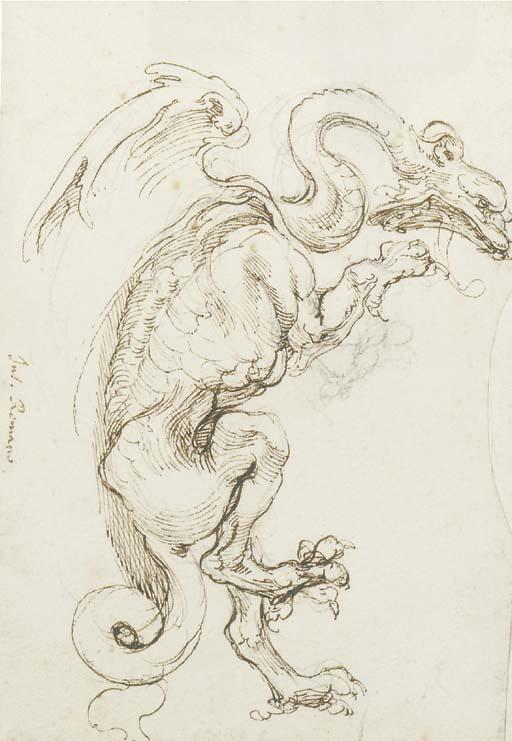 Piero Buonaccorsi - A standing dragon in profile to the right