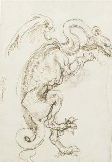 Piero Buonaccorsi - A standing dragon in profile to the right