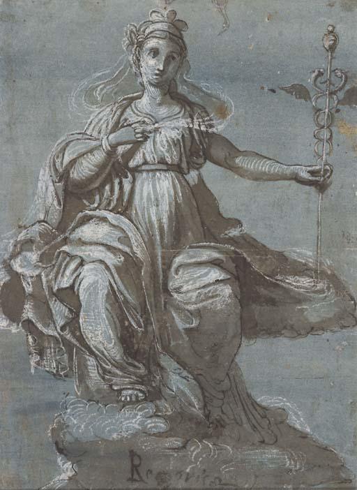 Piero Buonaccorsi - An allegory of Rhetoric holding a caduceus