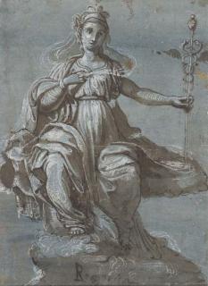 Piero Buonaccorsi - An allegory of Rhetoric holding a caduceus
