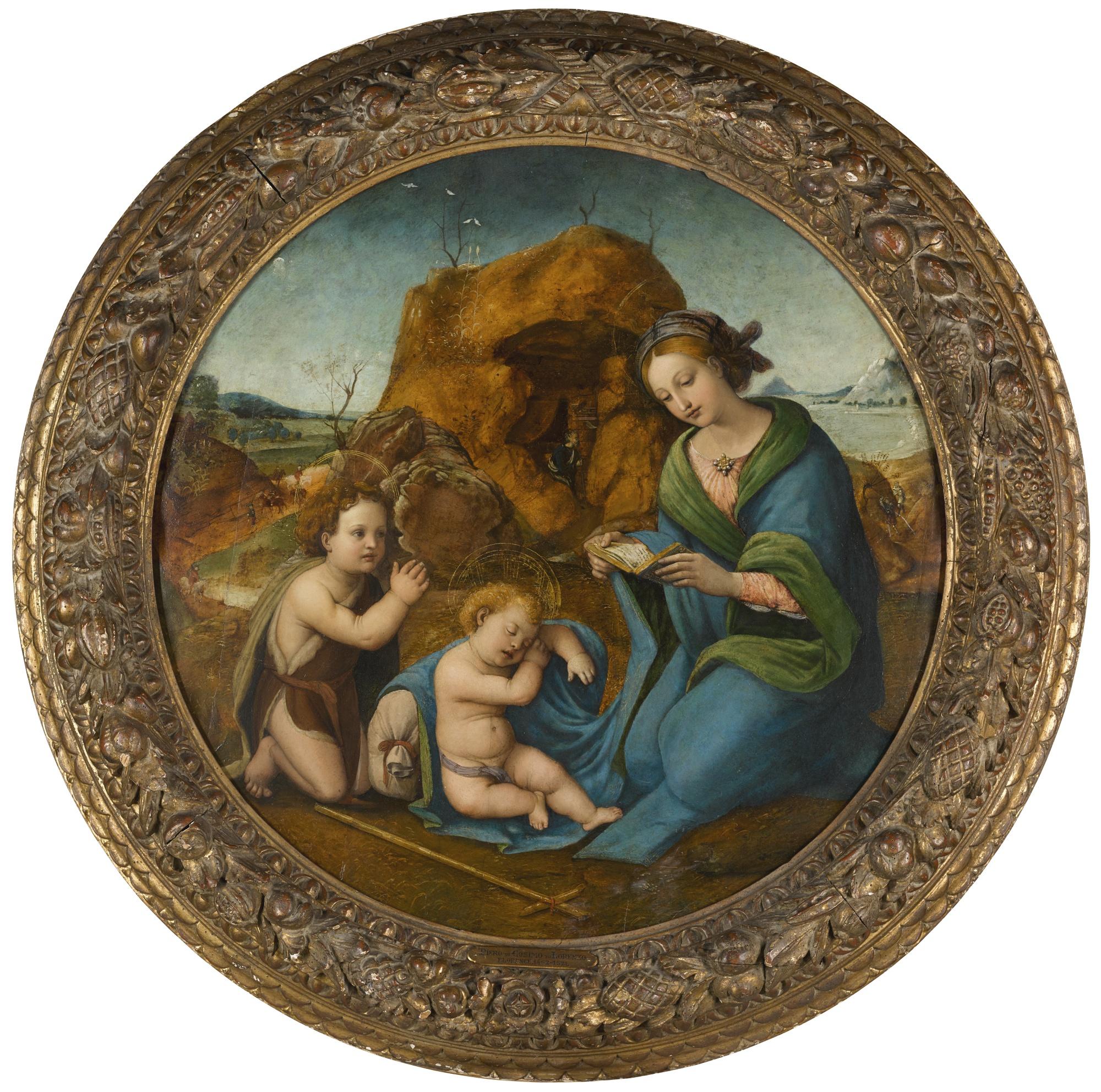 Piero Di Cosimo - The Madonna And Sleeping Christ Child With The Infant Saint John The Baptist