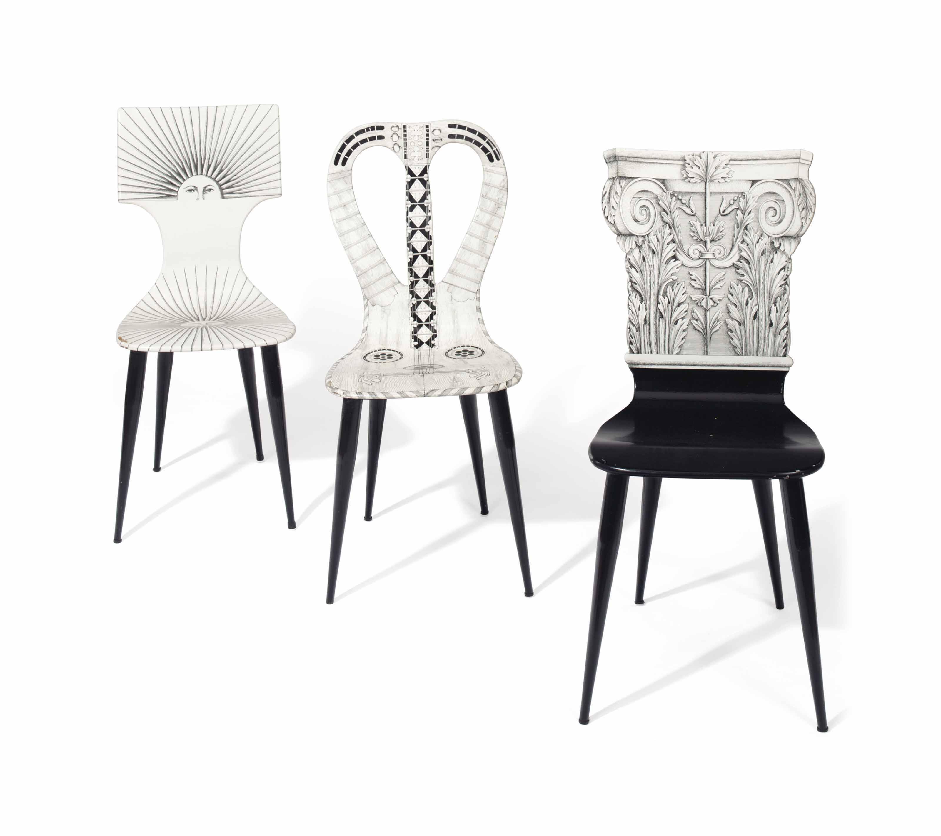 Piero Fornasetti - A GROUP OF THREE CHAIRS, DESIGNED 1950S