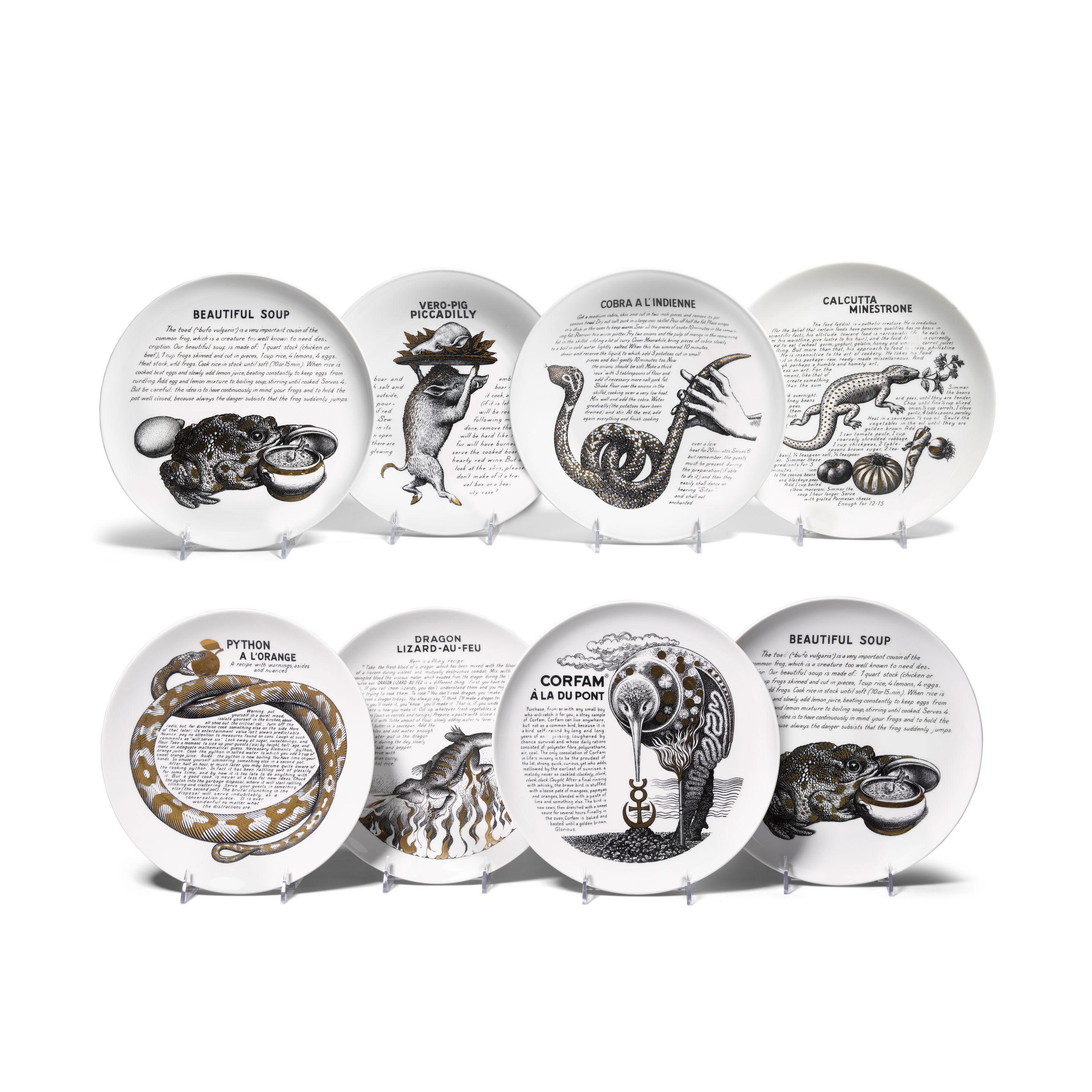 Piero Fornasetti - Group of Eight Cook Dinner Plates