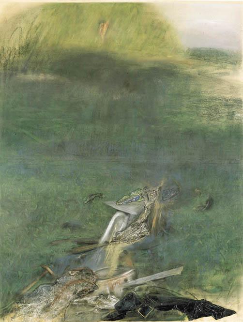 Piero Guccione - Siepe e albero prima del tramonto