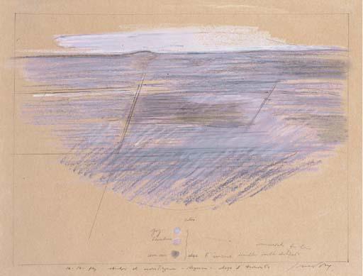 Piero Guccione - Stagno di montagna - Ragusa - dopo il tramonto