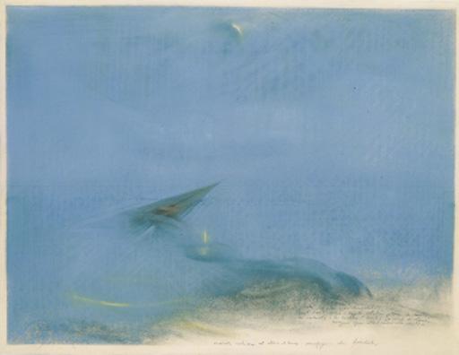 Piero Guccione - Veduta costiera al chiaro di luna-naufragio (da Friedrich)