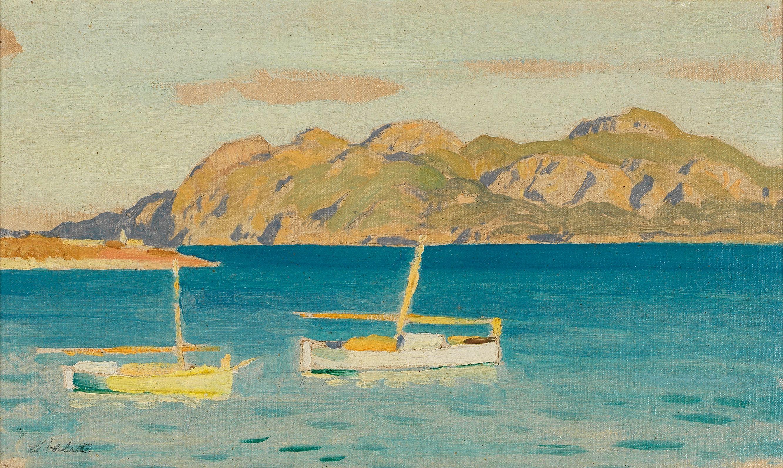 Pierre Adolphe Valette - Bateaux sur la mer