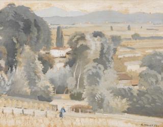 Pierre Adolphe Valette - View of a French landscape, thought to be La Combe, Blacé