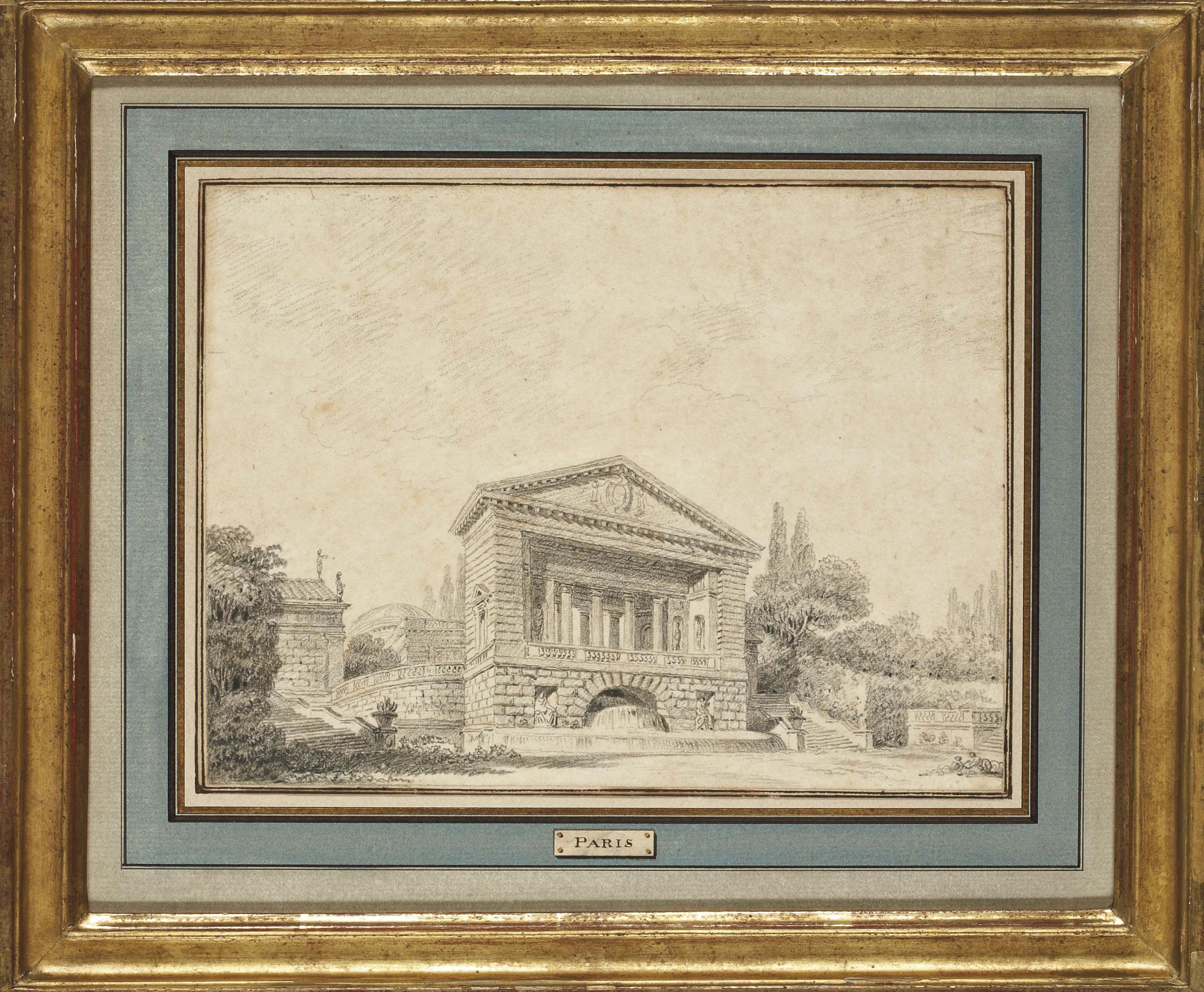 Pierre-Adrien Paris - Vue des jardins d\'un palais