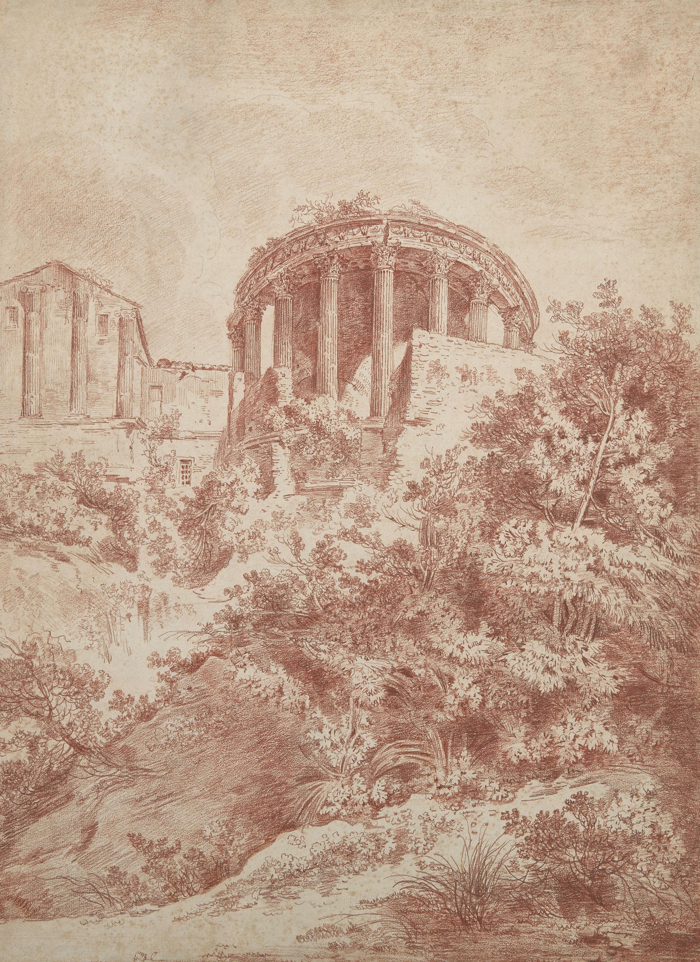 Pierre-Adrien Pàris - Vue des temples de Vesta et de la Sibylle à Tivoli