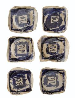 Pierre Alechinsky - Six Volcanoes Plates  [Six Assiettes Volcanoes]