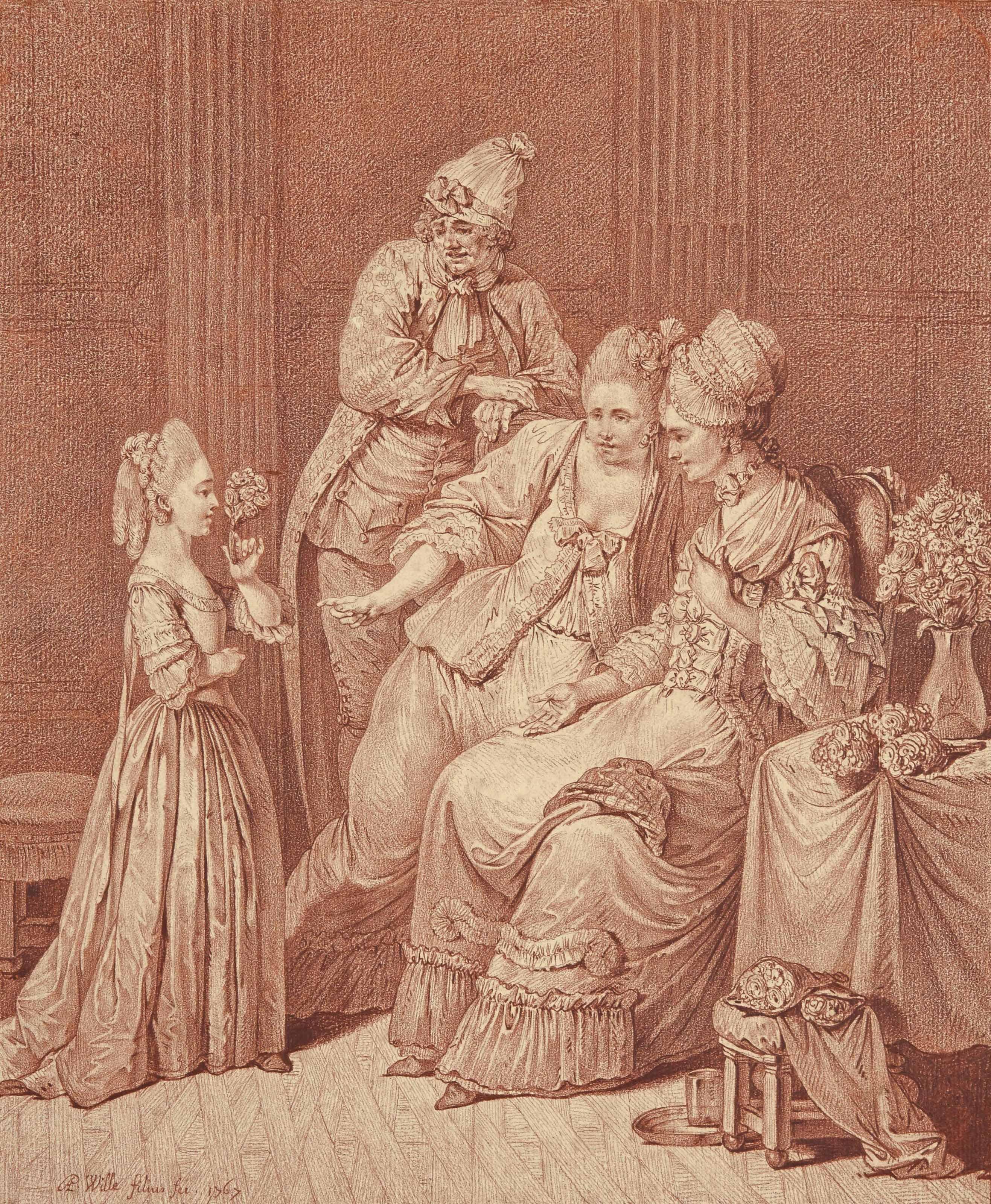 Pierre-Alexandre Wille - L\'Offrande Du Bouquet À La Grand-Mère