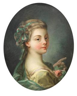 Pierre Alexandre Wille - Portrait of a girl holding a posy of flowers