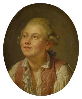 Pierre-Alexandre Wille - Portrait of a young man, bust-length, looking up