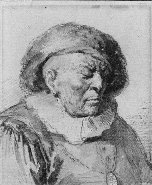 Pierre-Alexandre Wille - Portrait of an actor closing his eyes, bust-length