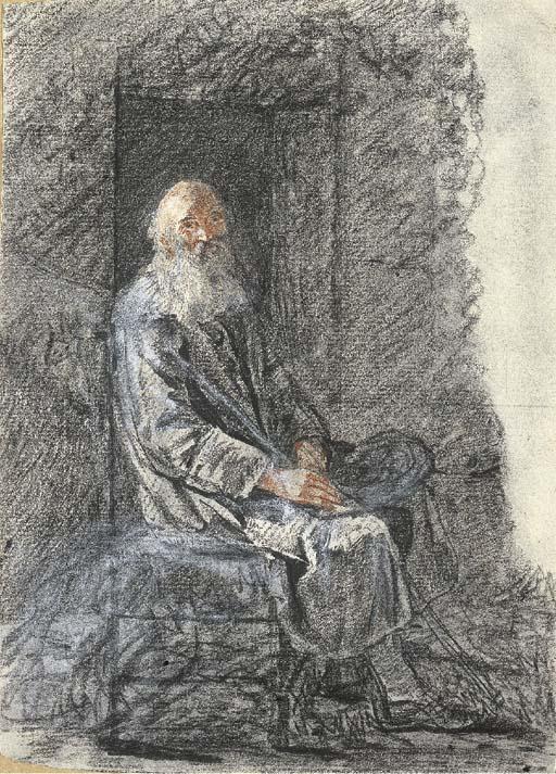 Pierre-Alexandre Wille - Un vieillard assis dans l\'embrasure d\'une porte