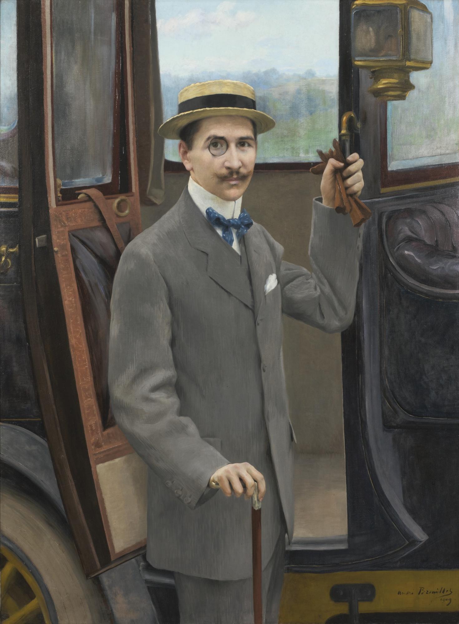 Pierre André Brouillet - Young Man By A Carriage