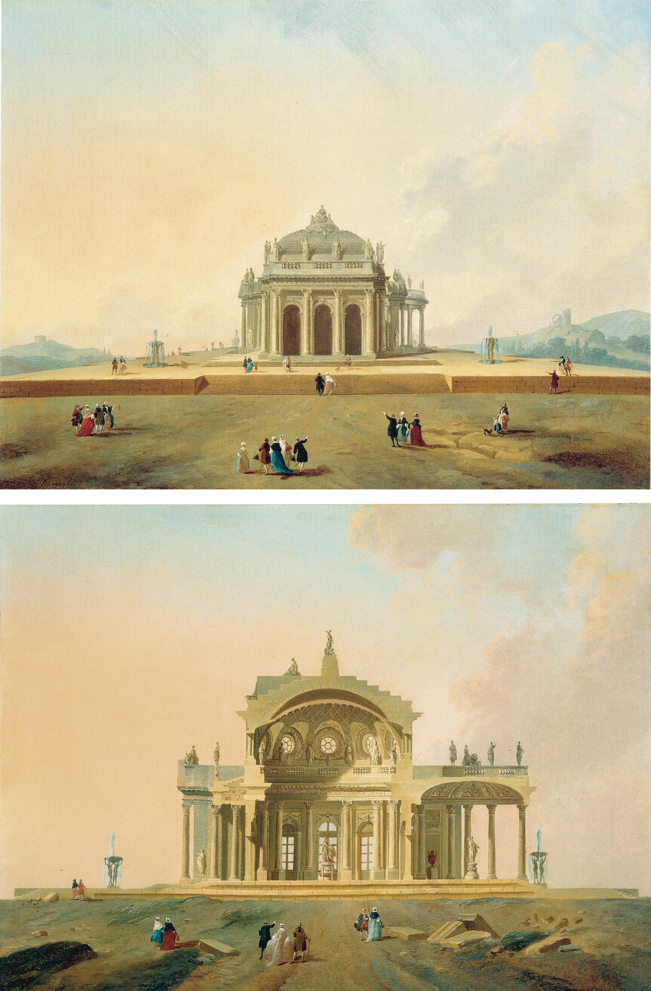 Pierre-Antoine Demachy - Fantastical Architectural Studies With Figures